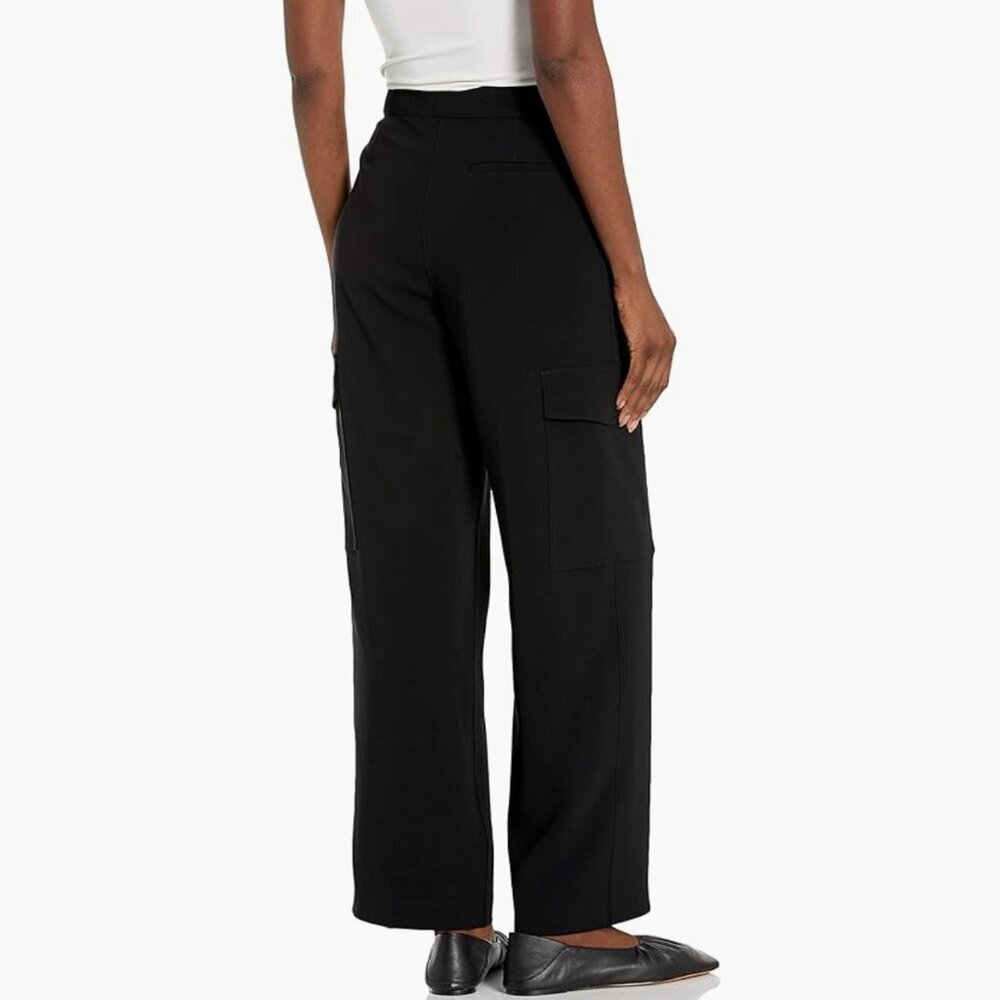 Theory flat front cargo straight leg black pants sz 00 - Picture 2 of 10